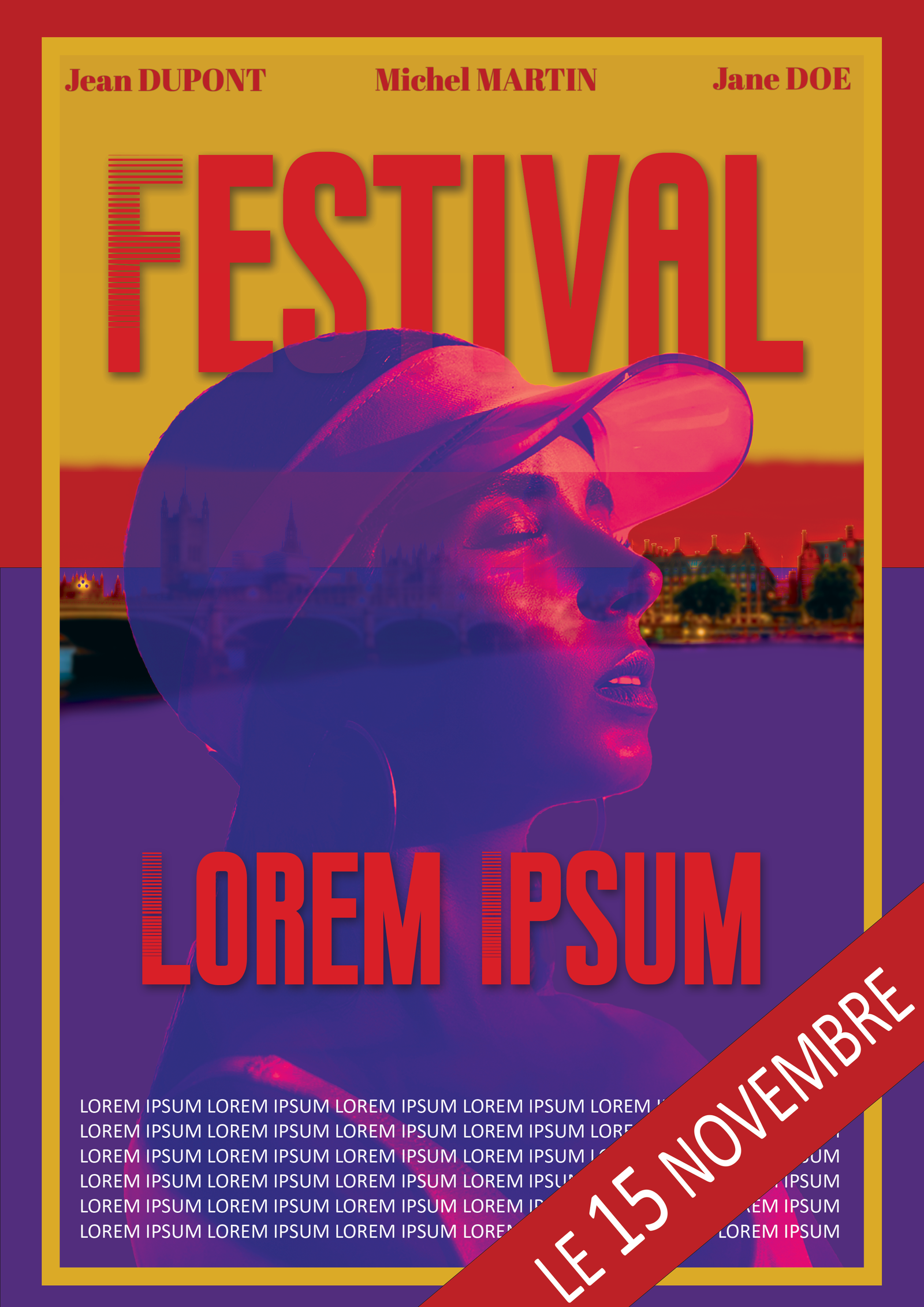 Affiche duotone filtres typo